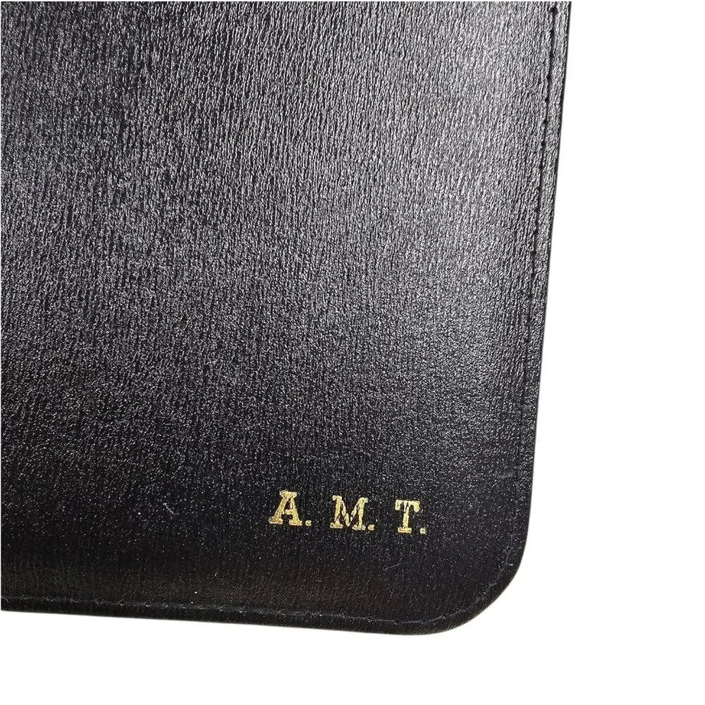 60S - 70S A.M.T. monogrammed black Split Cowhide Portfolio Folder